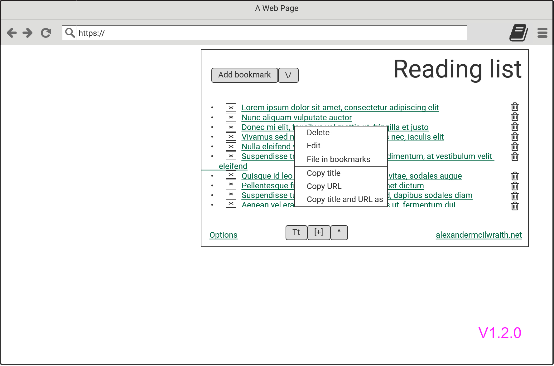 Context Menu Wireframe